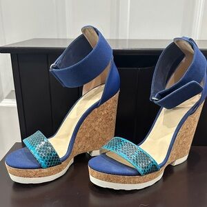 Jimmy Choo Vibrant Blue and Teal Wedges